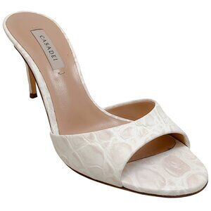 Casadei Sand Leather Kroccobell Slide Sandals